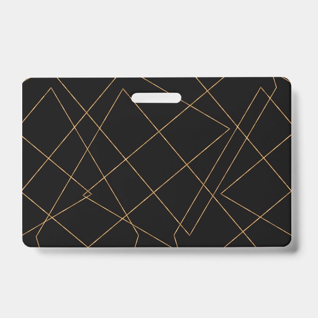 Modern Gold & Black Geometric Strokes Design Badge (Front)
