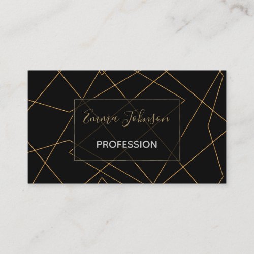 Modern Gold  Black Geometric Strokes Design Business Card