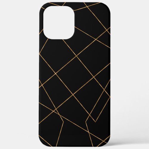 Modern Gold  Black Geometric Strokes Design iPhone 12 Pro Max Case