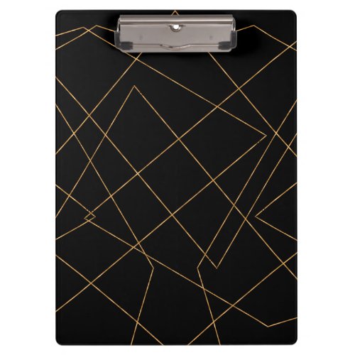 Modern Gold  Black Geometric Strokes Design Clipboard
