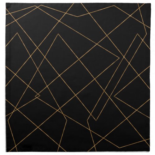 Modern Gold  Black Geometric Strokes Design Cloth Napkin