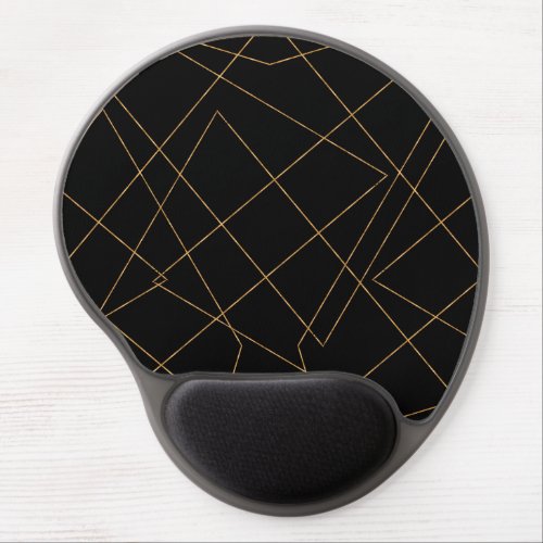 Modern Gold  Black Geometric Strokes Design Gel Mouse Pad