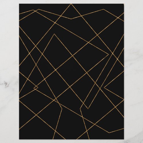 Modern Gold  Black Geometric Strokes Design Letterhead