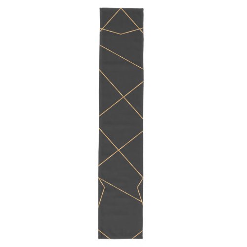 Modern Gold  Black Geometric Strokes Design Medium Table Runner