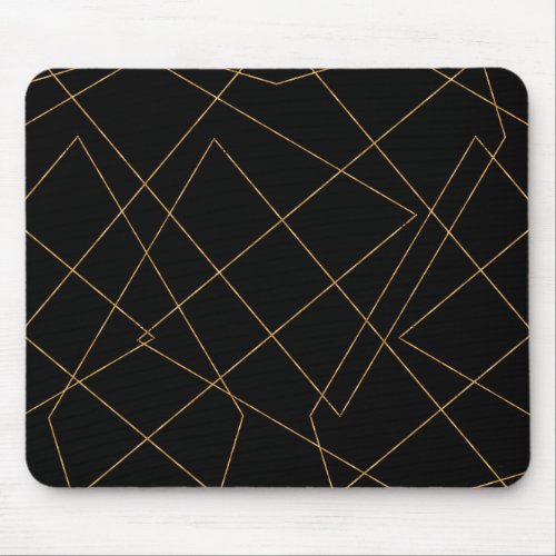 Modern Gold  Black Geometric Strokes Design Mouse Pad