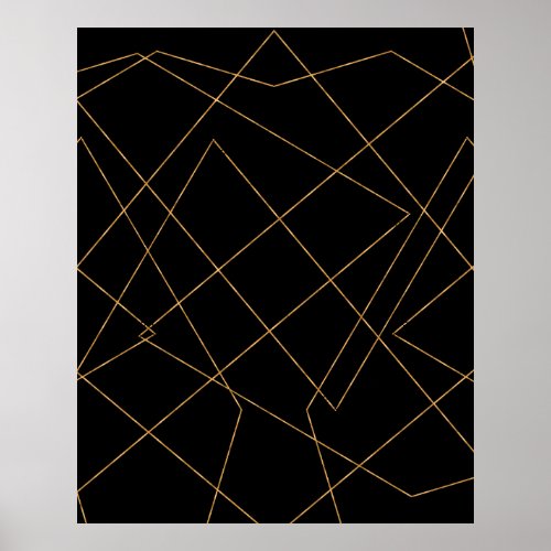 Modern Gold  Black Geometric Strokes Design Poster