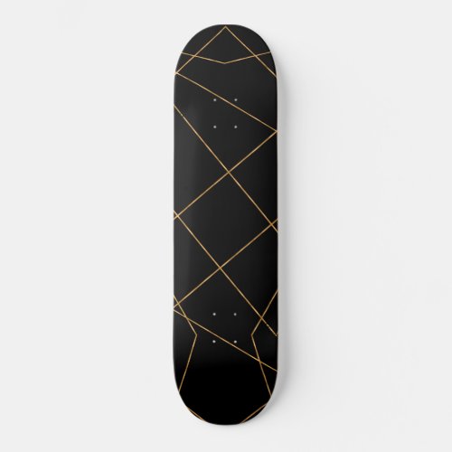 Modern Gold  Black Geometric Strokes Design Skateboard