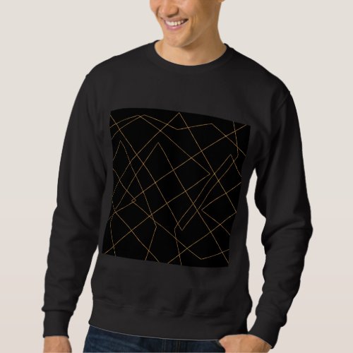 Modern Gold  Black Geometric Strokes Design Sweatshirt