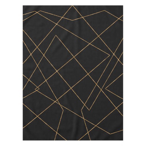 Modern Gold  Black Geometric Strokes Design Tablecloth