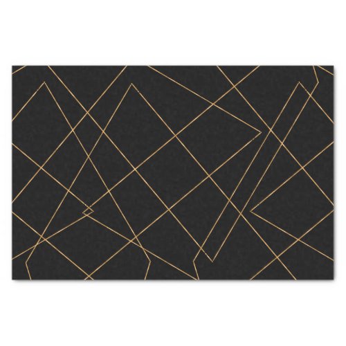 Modern Gold  Black Geometric Strokes Design Tissue Paper