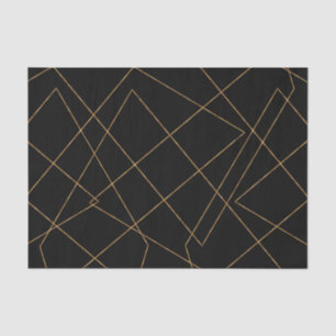 Modern Gold & Black Geometric Strokes Design Tissue Paper