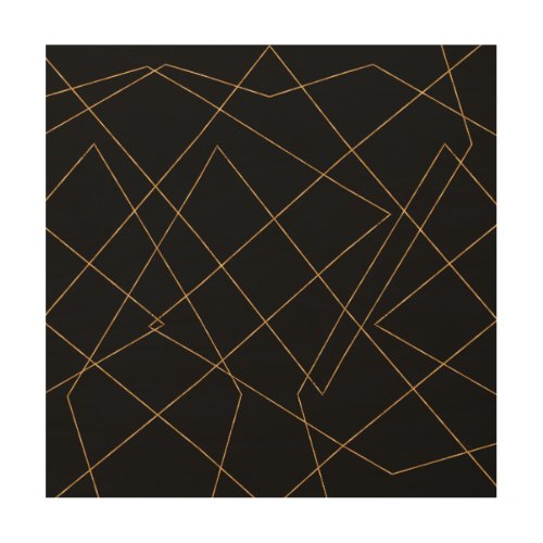 Modern Gold  Black Geometric Strokes Design Wood Wall Art