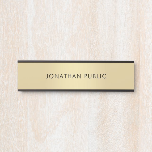Modern Gold Black Glamour Minimalist Template Door Sign (Front)