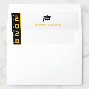 Modern Gold Black Graduation Envelope Liner