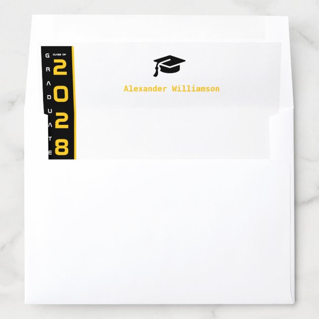 Modern Gold Black Graduation Envelope Liner (In Envelope)