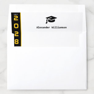 Modern Gold Black Graduation Envelope Liner