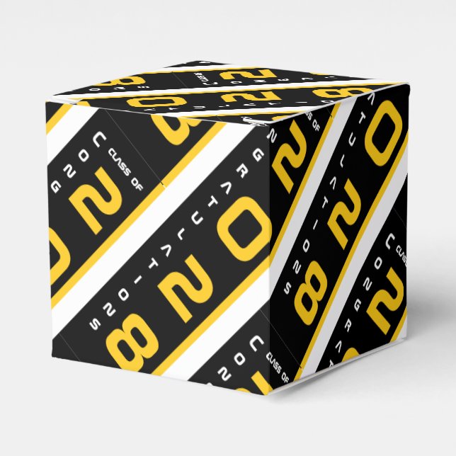 Modern Gold Black Graduation Party Favor Boxes (Front Side)