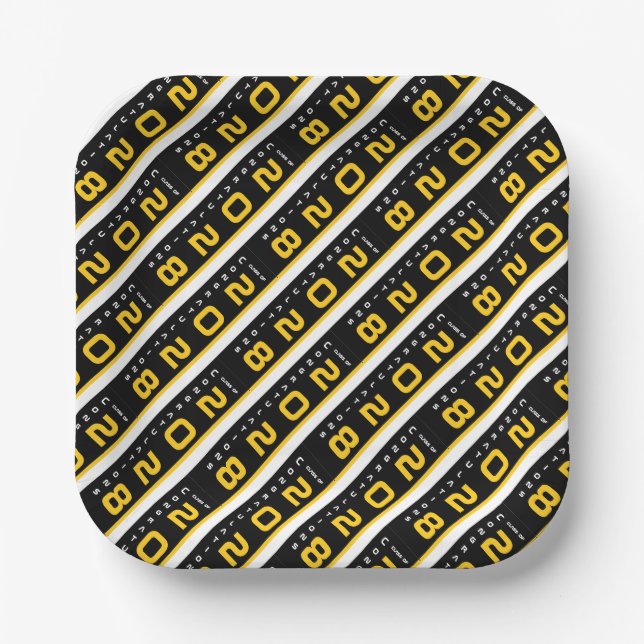 Modern Gold Black Graduation Party Paper Plates (Front)