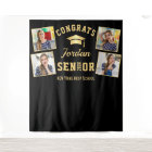 Modern Gold Black Graduation Photo Booth Backdrop