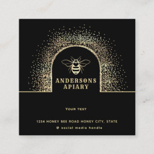 Modern gold black honey apiary beekepeers square business card