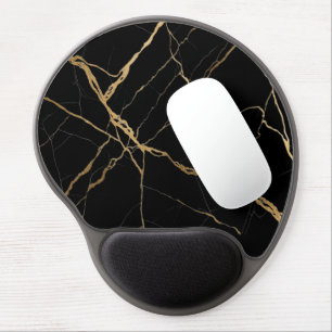 Modern Gold & black Marble Minimalist Luxury Gel Mouse Pad