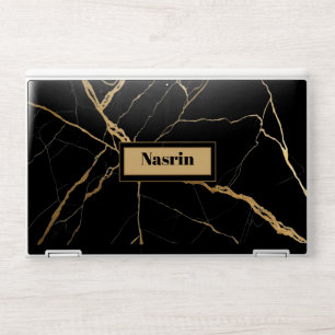 Modern Gold & black Marble  Minimalist Luxury  HP Laptop Skin