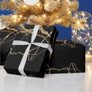 Modern Gold & black Marble  Minimalist Luxury  Wrapping Paper