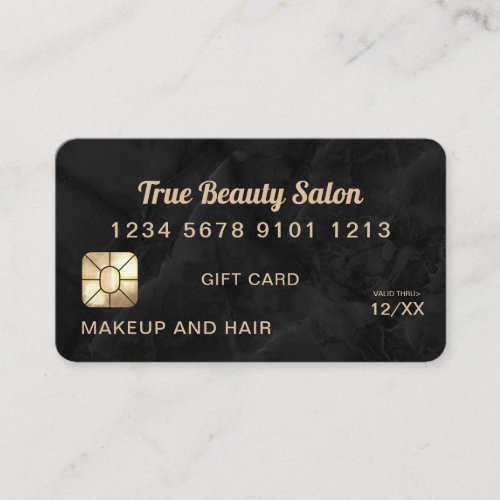 Modern Gold Black Marble Stone Credit Gift Card