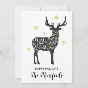 Modern Gold Black Minimal Christmas Greeting Holiday Card