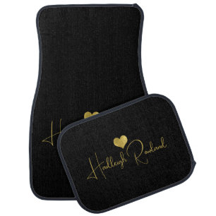 Modern Gold Black Monogram Car Floor Mat