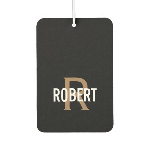 Modern gold black monogram name  air freshener