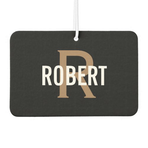 Modern gold black monogram name  air freshener