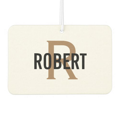 Modern gold black monogram name  air freshener