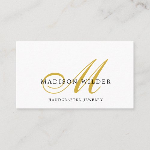 Modern Gold Black Monogrammed Jewelry Designer Bus Business Card