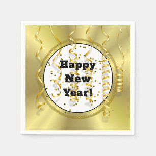 Modern Gold Black New Year's Eve Paper Napkins