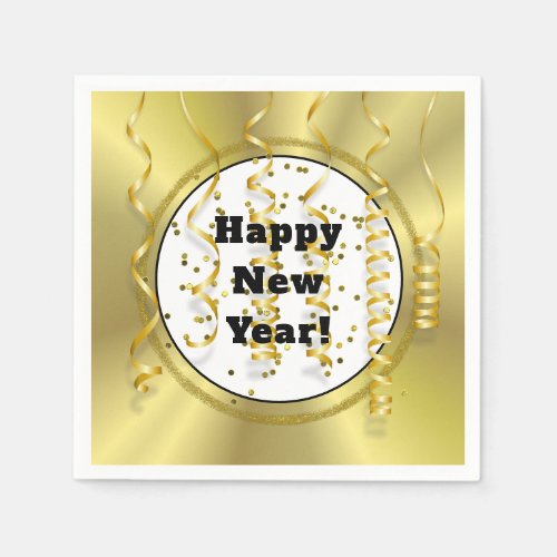 Modern Gold Black New Years Eve Paper Napkins