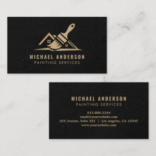 Modern Gold & Black Painting Service House Painter Business Card