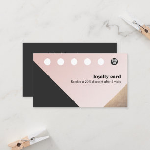 Modern Gold, Black, Pink Geometric 6 Punch Loyalty Card