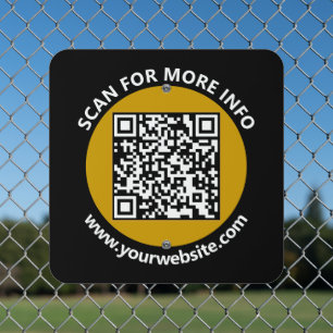 Modern Gold Black QR Code Custom White Text Metal Sign