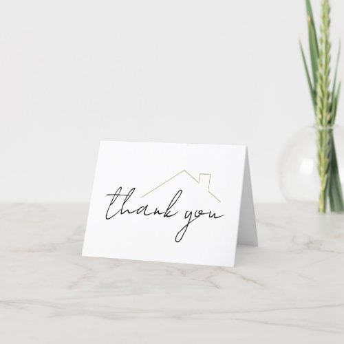 Modern Gold Black Real Estate Thank You Card