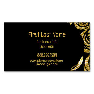 Modern Gold Black Rose Elegant  Business Card Magnet