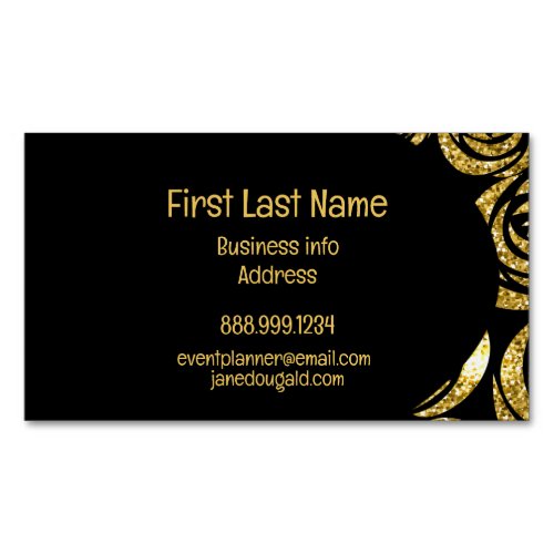 Modern Gold Black Rose Elegant  Business Card Magnet