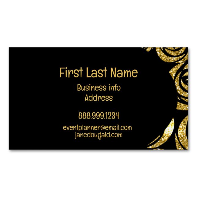 Modern Gold Black Rose Elegant  Business Card Magnet (Front)