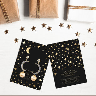 Modern Gold Black Stars Moon Earring Display Card