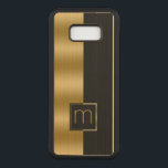 Modern Gold & Black Stripe Geometric Design GR3 Carved Samsung Galaxy S8  Case<br><div class="desc">Modern minimalistic simple gold stripe on black geometric design with custom monogram.</div>