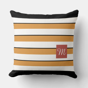 Modern Gold Black Stripes Throw Pillow