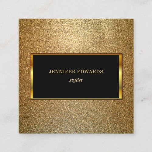 Modern Gold  black stylish chic professional Square Business Card