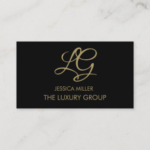 Modern Gold Black Tie Luxury Elegant Script Logo  Calling Card
