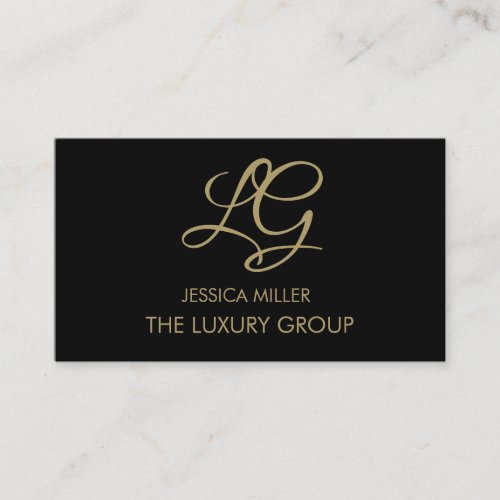 Modern Gold Black Tie Luxury Elegant Script Logo  Calling Card