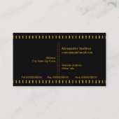 Modern gold, black vertical stripes architect business card (Back)